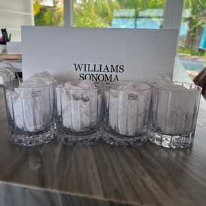 WILLIAMS SONOMA - Set of 4 - Dorset Crystal Double Old-Fashioned Glasses - NWT